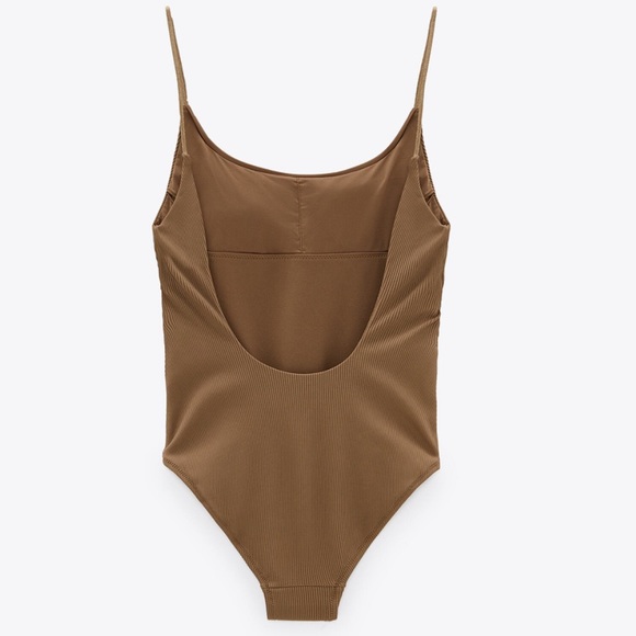 {Zara} Brand New Brown Ribbed One Piece. - Picture 2 of 9